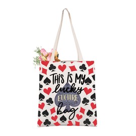 CMNIM Euchre Card Game Gifts This Is My Lucky Euchre Bag American Euchre Player Tote Bag Euchre Playing Card Merchandise (Lucky Euchre Bag TE)