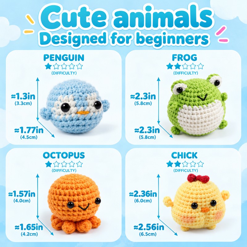 Animal Crochet Kit for Beginners – DIY Starter Set with