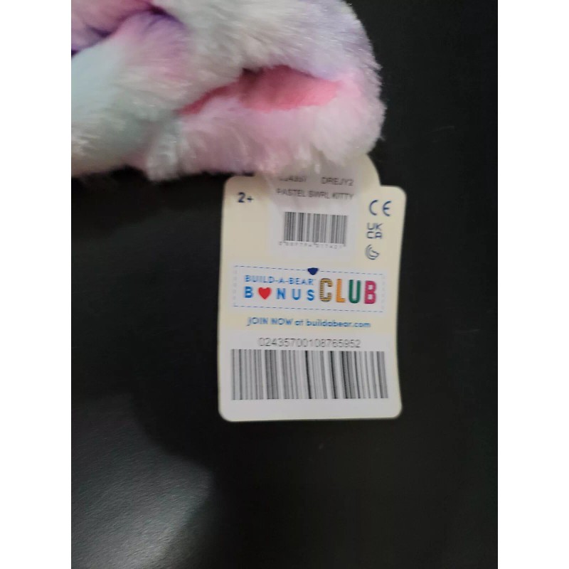 Build-A-Bear Plush Pastel Swirl Tie-dye Kitty Cat Pink Purple Blue,