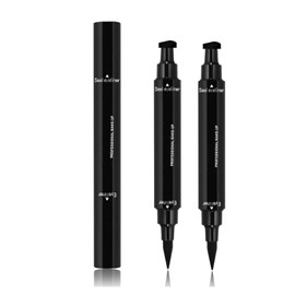 2 Piezas Delineadores de Ojos Liquido Eyeliner Waterproof Stamp Lapiz de Ojos Negro Impermeable Cosméticos de Maquillaje Mujer