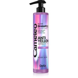 Cameleo - Silver shampoo - no yellow effect - for blonde, grey, bleached hair - UV protection - daily use - platinum reflexes, purple shampoo for whitening & care - 250 ml