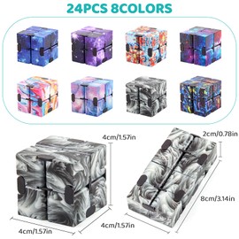 24Pcs Infinity Cube Fidget Toys, Mini Cubes Puzzle Fidget Toys, Fidget Cube Bulk Party Favors Cube Puzzle Game Sensory Toys for Birthday Party Favour Gift(Starry Style)