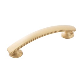 Hickory Hardware 1 Pack Solid Core Kitchen Cabinet Pulls, Luxury Cabinet Handles, Hardware for Doors & Dresser Drawers, 3-3/4 Inch (96mm) Hole Center, Brushed Golden Brass, American Diner Collection