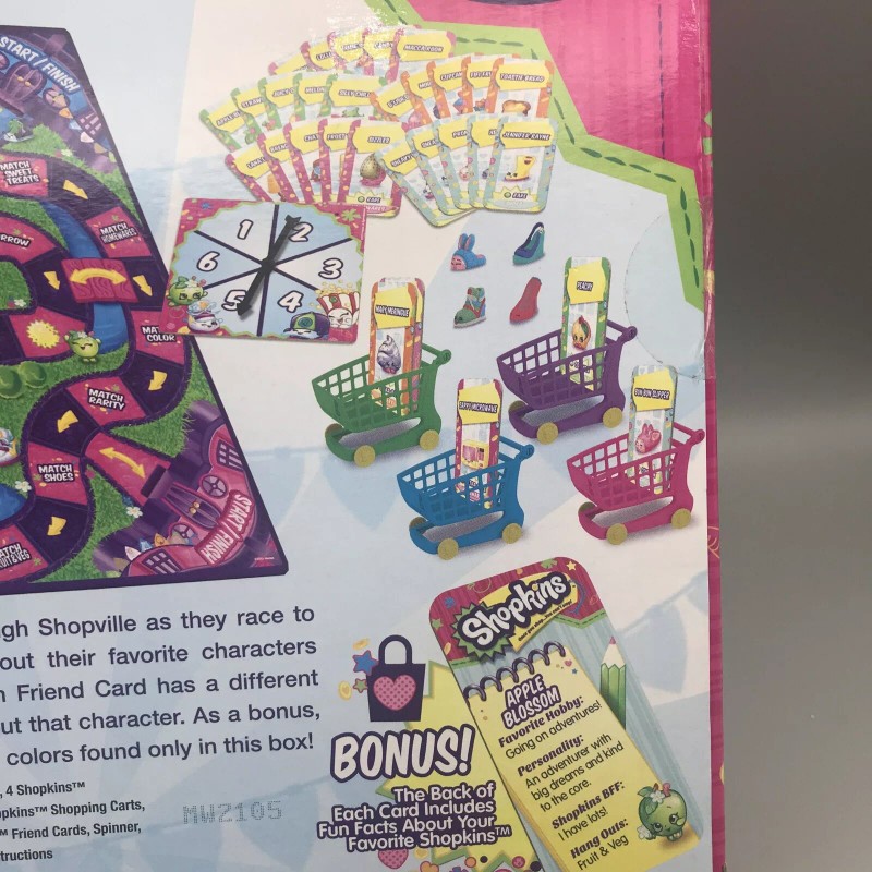 Pressman Shopkins Shopping Cart Sprint Game Moose Exclusive Designs Board