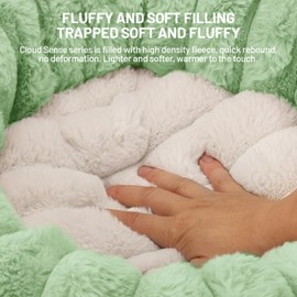 BUMUBI Fluffy Round Washable Flower Cat Couch Bed Cozy Donut Pet Bed Calming Cushion Dog Bed Mat for Medium Large Dog Indoor