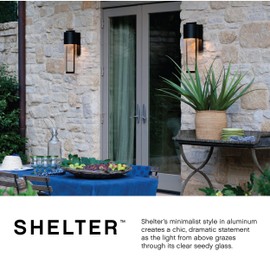 Hinkley Shelter Small Wall Mount Outdoor Lantern - LED Included, Aluminum, Clear Seedy Glass Shade, Dark Sky Compliant - Hematite Finish