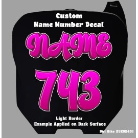 Custom Racing Number Sticker Vinyl Decals 3 Sets For MX Dirt Bike Motorcycle - Light Border