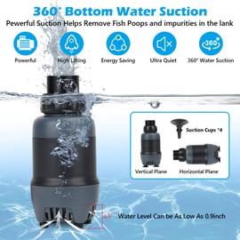 hygger 24V DC Aquarium Water Pump, 925GPH 35W 11.5FT Submersible Pump With Controller, Water Fountain Pump with 3 Nozzles for Fish Tank, Pond, Aquarium, Statuary, Hydroponics