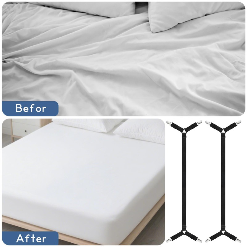 CHRORINE Bed Sheet Holder Straps Adjustable Sheet Fasteners Clips Keep