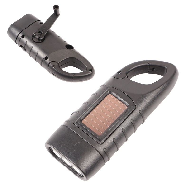 Hand Crank Solar Powered Rechargeable Flashlight Mini Solar Flashlight for