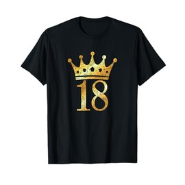 Crown Number 18 (Vintage Golden Yellow) 18th Birthday T-Shirt