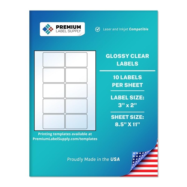 Premium Label Supply Glossy Clear Sticker Labels – 3" x