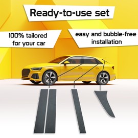 Decorative trim suitable for Skoda Kodiaq 1 2017-2023 (5-door, SUV): paint protection film for B-C pillar bezel cover left/right front door/back door (carbon design)