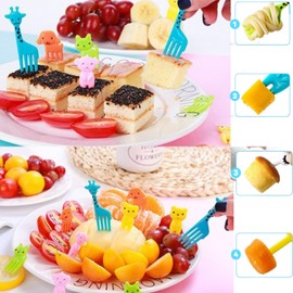 Kids food selection, lunch sticks, cartoon animal fruit forks, lunch accessories, can be used for bento, lunch, fruit, dessert, etc., BPA free