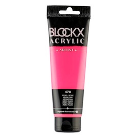 Blockx 60478BXC - Tube 120 ml, Fine Acrylic Paint, Acrylic Artist, Transparent and Satin, Neon Pink with Pigments, Pack of 1