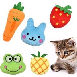 Dokpav Cat Catnip Toys, 5Pcs Soft Plush Cat Interactive Toys Cat Chewing Pillow Toys Kitten Toys Catnip Teeth Cleaning Toys for Cat Kitten Biting Chewing Kicking and Indoor Interactive