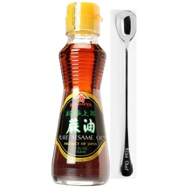 Kadoya Brand 100% Pure Sesame Oil (Sesame Oil 5.5 OZ, 1 Bottle) + One NineChef Long Handle Spoon Per Order