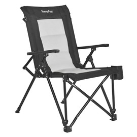 SUNNYFEEL Ergonomic High Back Camp Chair - 500lbs Heavy Duty Folding Chair, UV-Resistant Portable Camp Chair with Hard Armrests, Cup Holder＆ Bag for Outdoor, Basebal, Travel, Sports, Hiking, Fishing