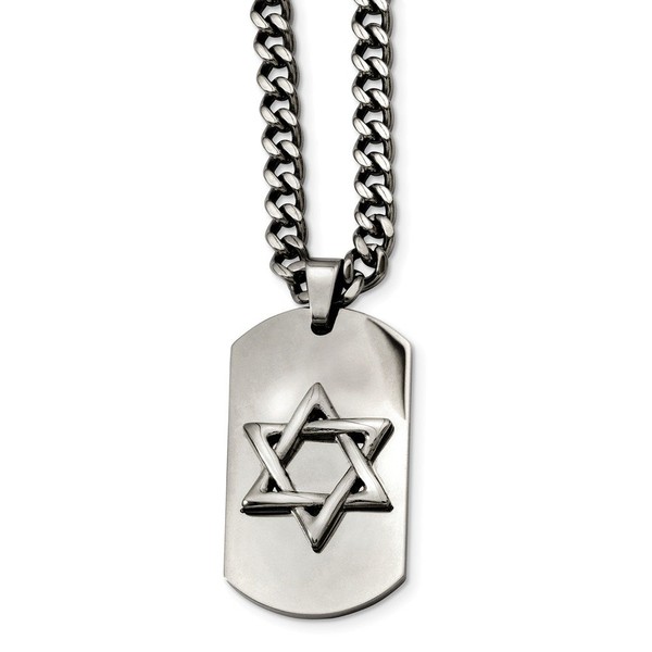 Solid Stainless Steel Star of David Lucky Jewish Dog Tag