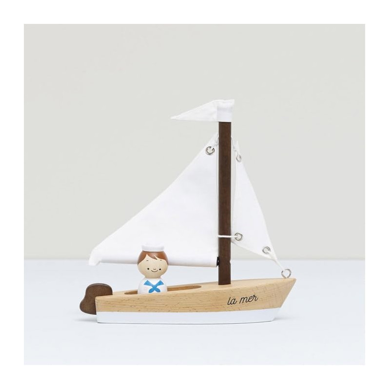 Le Toy Van Wooden Sailing Boat & Captain, Fuel Imagination