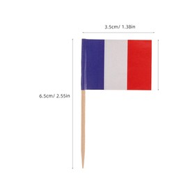 NUOBESTY 100pcs France Flag French Cupcake Toppers Picks Mini Stick Toothpick Flags Cocktail Picks Desert Fruit Picks for World Country Sports Party Decorations
