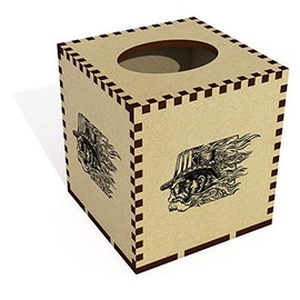 Square 'Steampunk Head Motif' Wooden Tissue Box Cover (TB00016737)