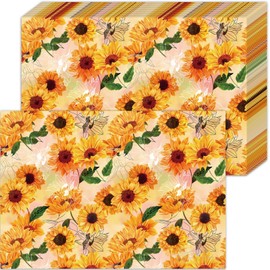 50 Pack Summer Sunflower Paper Placemats 16x 11 Inch Disposable Placemat Autumn Sunflower and Leaves Table Mats for Dinner Wedding Bridal Baby Shower Birthday Thanksgiving Holiday Party Supplies
