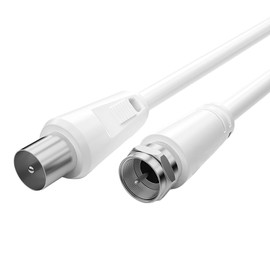 MxyVrix Coaxial Cable F Male to RF M Male 2m White Versatile Use Broadband System Larger Bandwidth Lower Error Rates Advantages of Coaxial Design