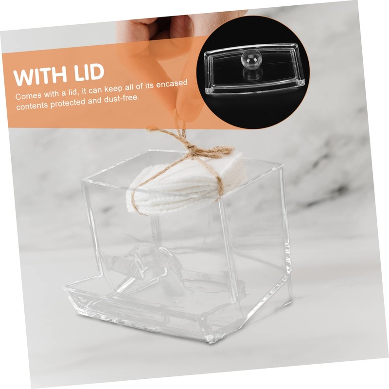 WOONEKY 2pcs Cotton Bud Ball Holder Acrylic Box Sealing Lid