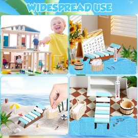 Yuannee Beach Micro Landscape, 13 Pieces Miniature Decorative Sauna Accessory Set, Mini Decorative Sauna Accessories, Mini Beach Decorations for DIY, Fairy, Garden, Dollhouse Decoration, Gift