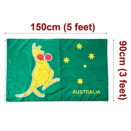 3x5 ft Boxing Kangaroo Flag with Brass Grommets Australian National Symbol 90x150 cm, Durable 100D Woven Polyester, UV Resistant, Ideal for Indoor & Light Outdoor Use