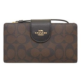 Coach FC2874 C2874 Long Wallet, Brown x Black, Color Block, Signature Tech Wallet, Women's, Outlet Product, Brand, Parallel Imported, Brown × Black