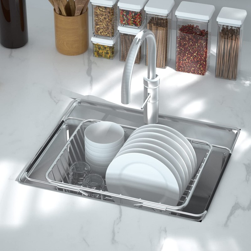 JINGWAYS Stainless Steel Dish Rack,Expandable Deep & Large Dish Drying