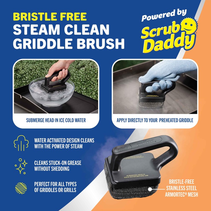 Mr. Bar-B-Q Bristle Free Large Steam Clean Griddle Brush Powered