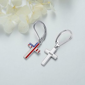 Shusukue American Flag Earrings 4th of July Earrings for Women Patriotic Independence Day Cross Earring for Women