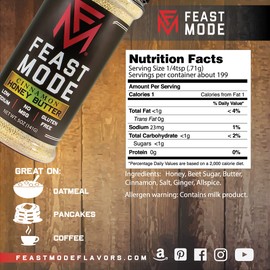 Feast Mode Flavors | Cinnamon Honey Butter Seasoning | Low Sodium No MSG Gluten Free | All Natural Meal Prep Flavoring, Sweet Topper for Breakfast Oatmeal Popcorn Ice Cream Dessert Spice Blend Powder