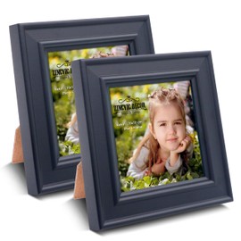 ZingVic 2Pcs 4x4 Wood Picture Frames, Small Square Frames, Window 3.5 x 3.5 Pictures, Perfect for Table Desk Top or Wall Hanging, Black Color