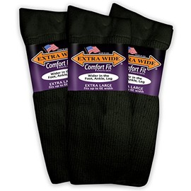 Extra Wide Comfort Fit Athletic Crew (Mid-Calf) Socks for Men and Women, Pick your size, Do not size up (X-Large, X-Large - Black)