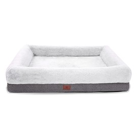 WINDRACING Orthopedic Dog Bed for Medium Dogs, Bolster Sides Dogs Sofa Bed with Removable Washable Cover & Non-Skid Bottom, Soft Pet Bed with Egg Foam Dog Couch for Sleeping, 31 x 25 Inch, Gray