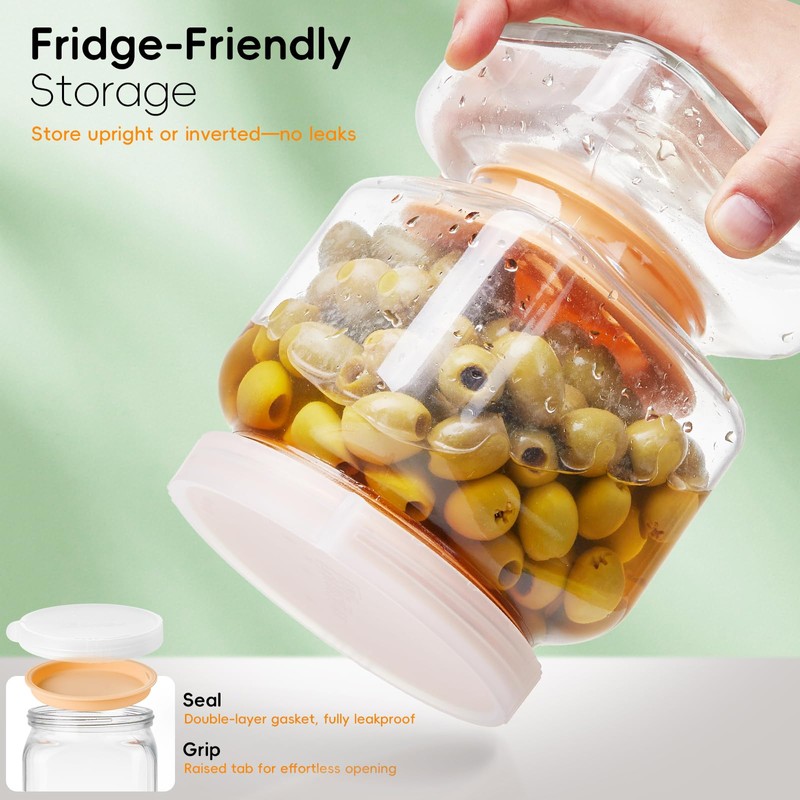 Glass Pickle Jar with Strainer Flip, 46 FL OZ Pickle