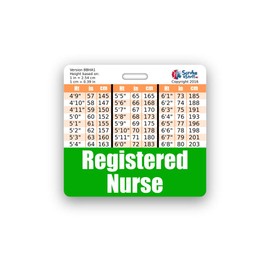 Registered Nurse Badge Buddy Horizontal w/Height & Weight Conversion Charts (Standard, Green)