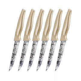 Karcu Zodiac Print Premium Steak Knife Set 6 pc, with Serrated Blades