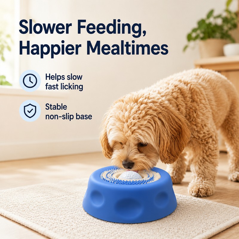 Slow Feeder Dog Bowl for Wet Food - Non-Slip Ball-Shaped