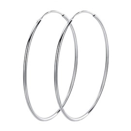 90 mm Large Hoop Earrings S925 Sterling Silver Circle Endless Huggie Big Hoop Earrings for Women Girls, Sterling Silver
