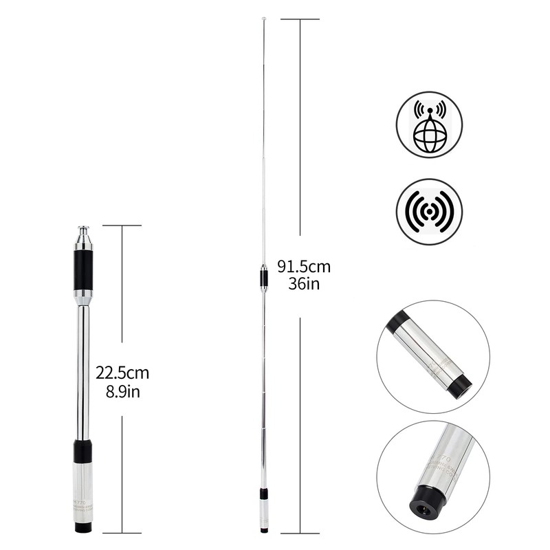 144/430MHz VHF/UHF Radio Antenna SMAP Rod Antenna 11 Tier Telescopic