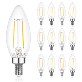 Sigalux E12 LED Bulb Dimmable, 40 Watt Candelabra LED Light Bulbs, Chandelier Light Bulbs, B10 5000K Daylight, Type B Candle Light Bulbs UL Listed, 12 Pack