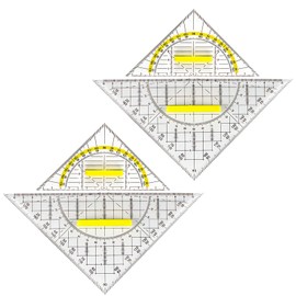 KRYMXAR Set of 4 Large Multi-Functional Set Square with Handle, Precise Drawing Tool for Technical Drawings, Ideal for Students, Designers and Teachers, Flexible and Durable
