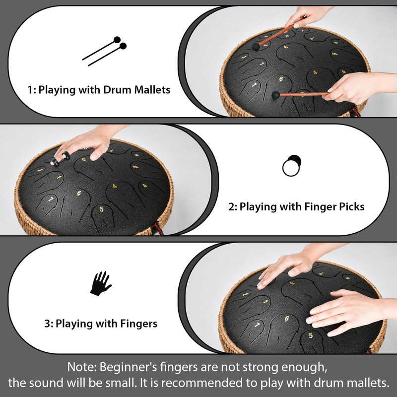 Steel Tongue Drum - 14 Inch 15 Note Tongue Drum