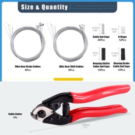 Glarks 81Pcs Stainless Steel Bicycle Cable Cutter and Bike Brake Cable Shifter Cable with End Caps, O-Rings Set for Mountain Bike, Road Bike
