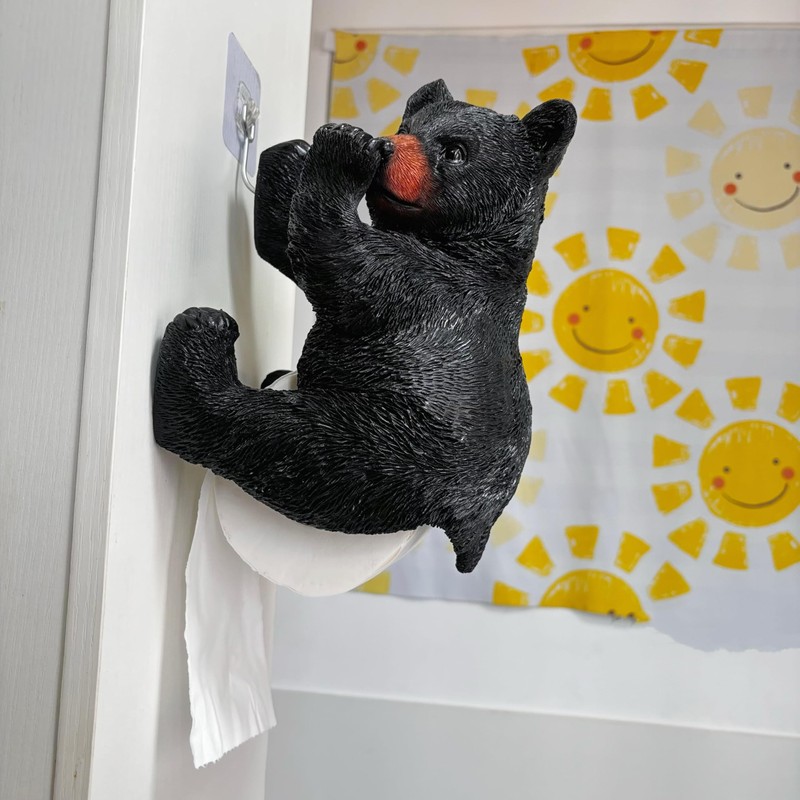 Yaoemei Bear Toilet Paper Holder, Bear Cub Tissue Holder Rack